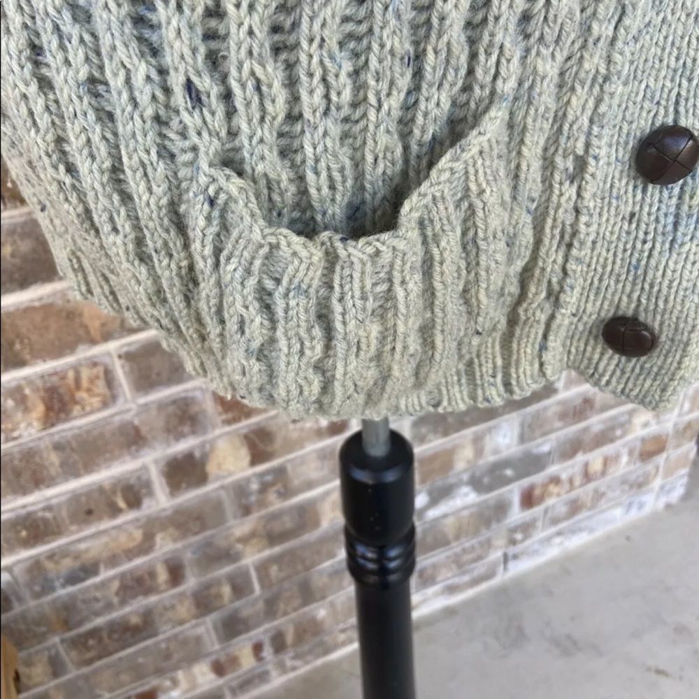 Vintage wool thick Ireland Chunky cableknit Fisherman shacket Sweater ca… - Picture 7 of 9